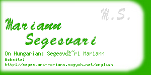 mariann segesvari business card